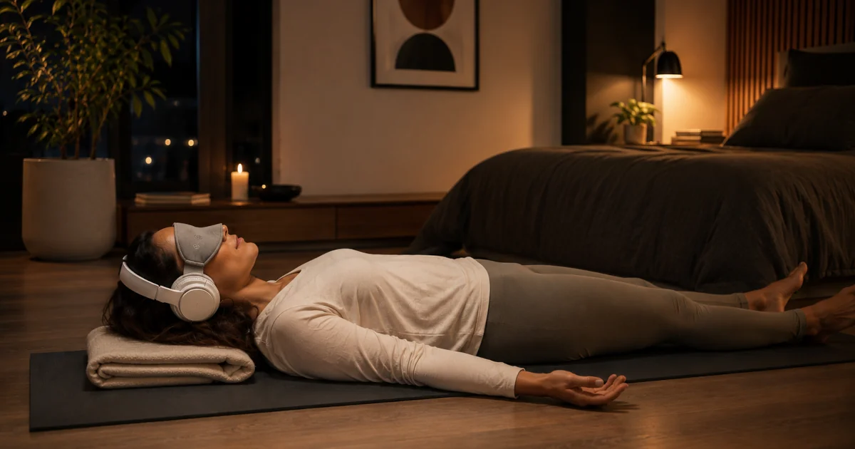 Pratique du Yoga Nidra en soirée pour favoriser la relaxation avant le sommeil